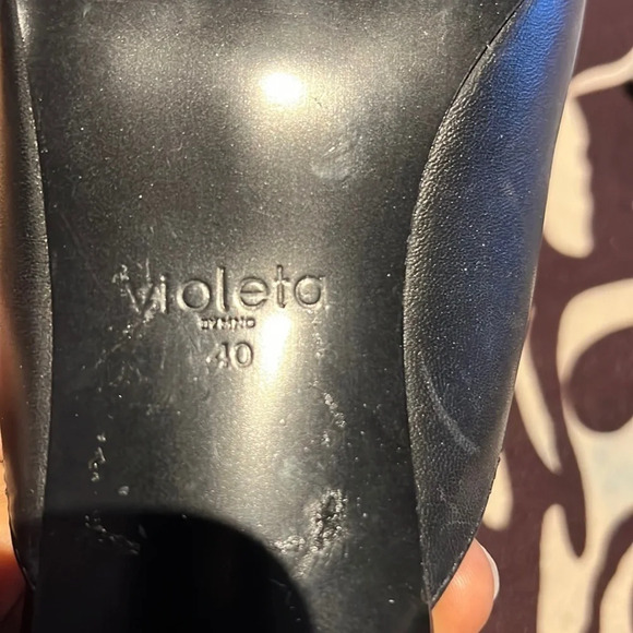 Mango Violeta black leather geometric  clear heels mules Sz 40 - Picture 6 of 16